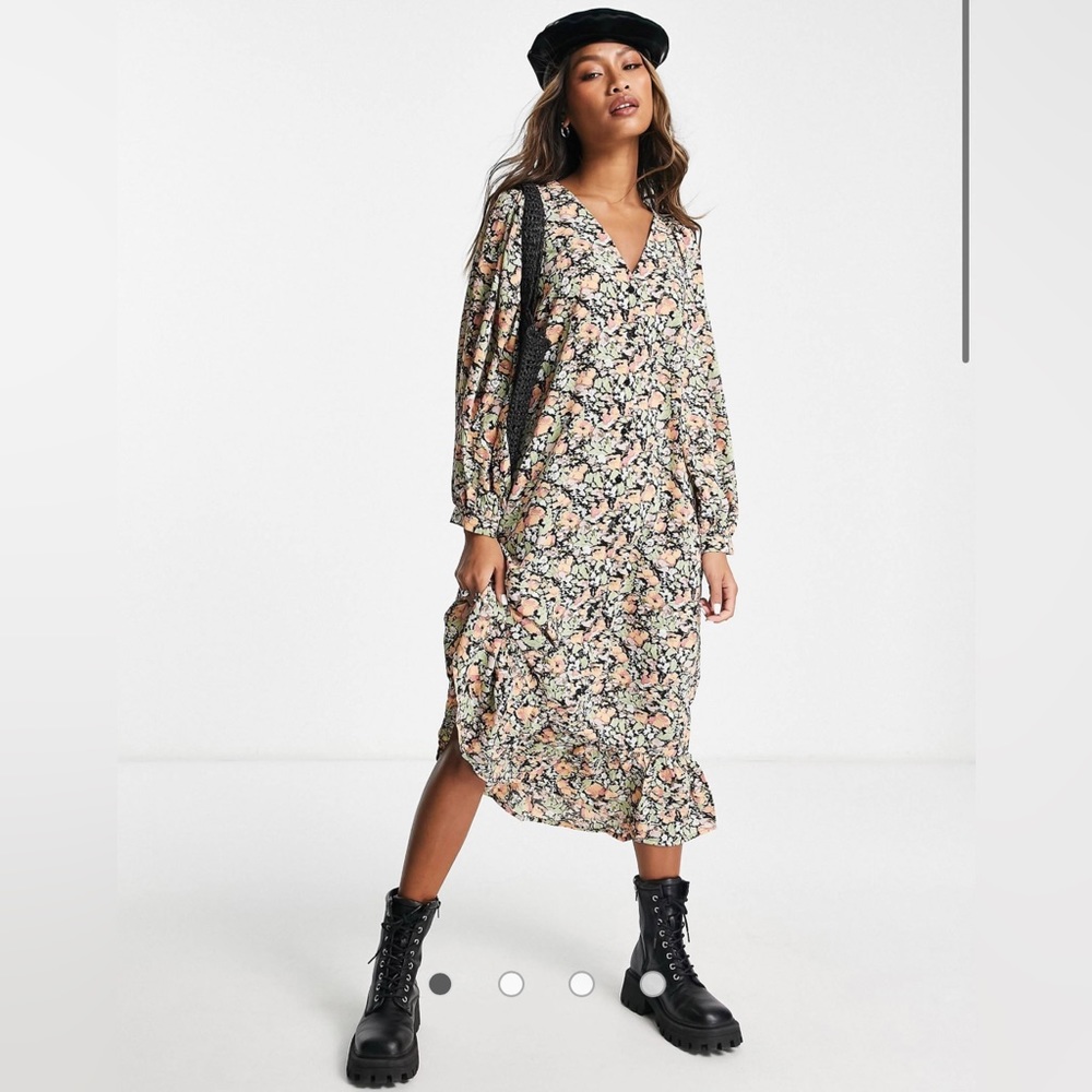Vero Moda midi smock dress in multi print